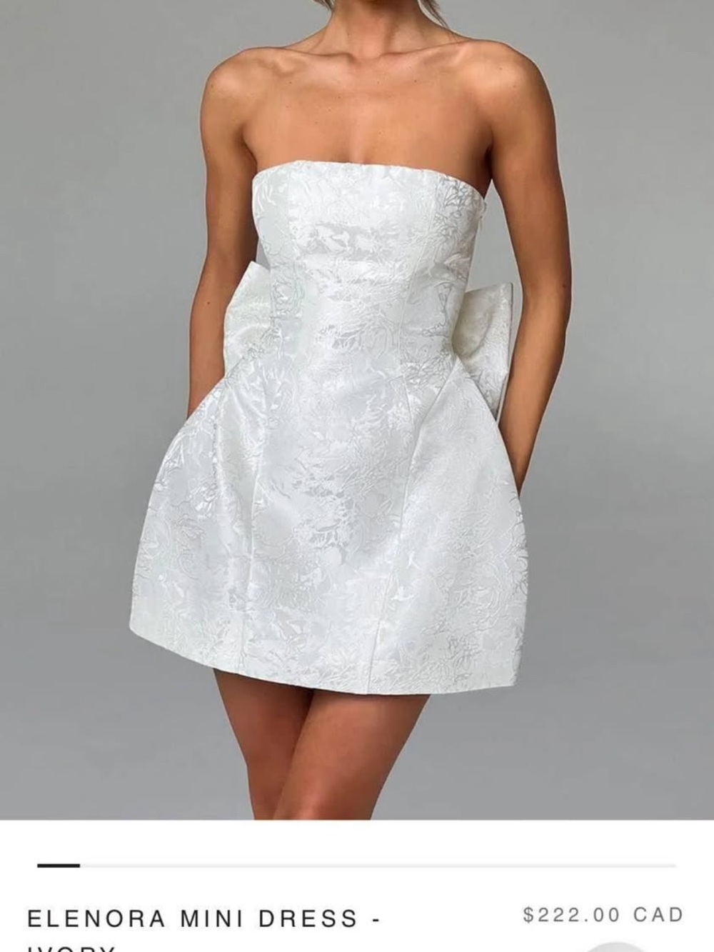 Babyboo Elenora Strapless Ivory Mini Dress NWT